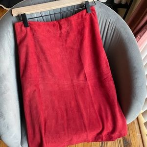 Amazing luxurious bright red JOSEPH Suede midi skirt